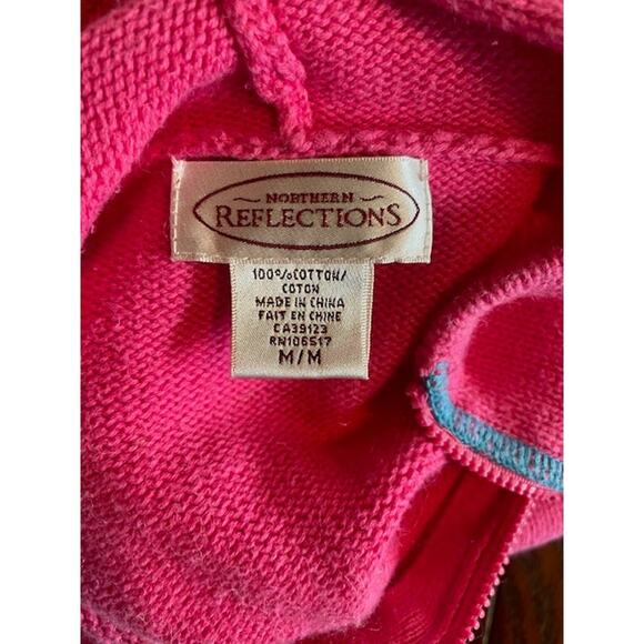 Northern Reflections Women Size Medium Full Zip Pink Sweater w/ Hood 100% Cotton - Picture 5 of 5
